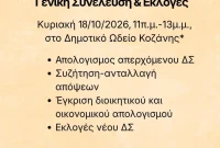 Πρόσκληση σε Γενική Συνέλευση και Εκλογές του Συλλόγου Φίλων της Βιβλιοθήκης Κοζάνης